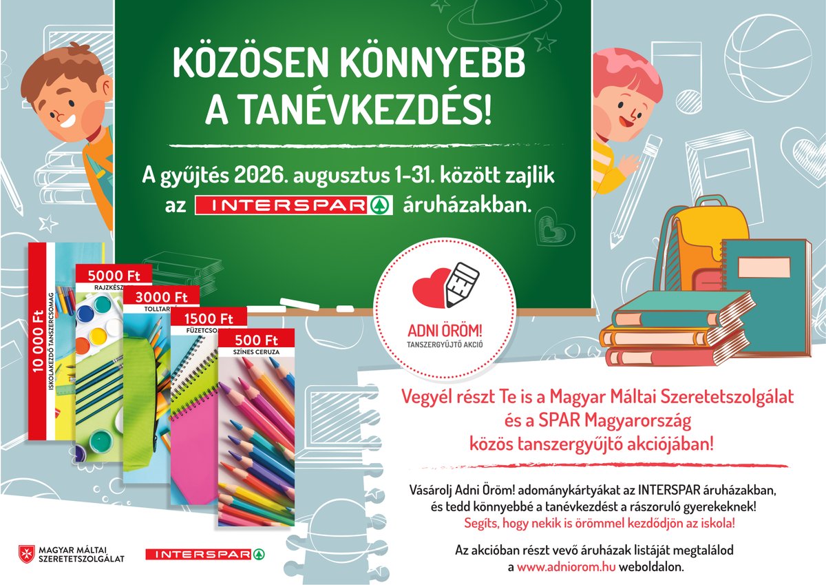 SPARHungary's tweet photo. Itt az iskolakezdési szezon! Idén jelentősen kibővítettük a tanszerkínálatunkat: az INTERSPAR hipermarketekben több mint 1100 különböző tanszer és iskolakezdési termék, a SPAR szupermarketekben pedig a legfontosabb iskolakezdési cikkek várják a családokat.
https://t.co/1XSuqM46a4 https://t.co/bjzosmV8Sf
