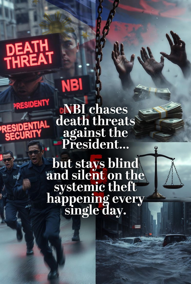 roerae555's tweet photo. Meanwhile… billions vanish in ghost projects, flood control scams, and everyday systemic theft — and their silence is deafening. Protecting life is important. But what about the millions of Filipinos robbed daily by corruption? #NBI #SystemicTheft #StopTheCorruption #PeraNgBayan https://t.co/cgwo4SDfJn