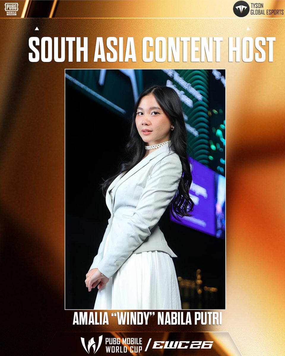 tyson_esports's tweet photo. PUBG MOBILE South Asia has appointed Windy as an Official Content Host for #PMWC2026 in Paris! 🇫🇷

She'll be covering the event alongside Horaa Esports and 4Thrives with exclusive behind-the-scenes content, interviews, and live updates.
#PUBGMOBILE #PUBGMEsports #SouthAsia https://t.co/7rJ7rJYgTA
