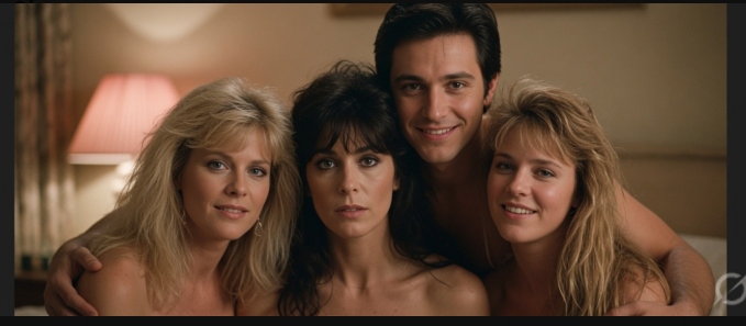 SeeMatthew99278's tweet photo. AI image from Grok of me and my wives Barbara Crampton, Deborah Shelton and Kathleen Kinmont: https://t.co/hyF5zSHlsN