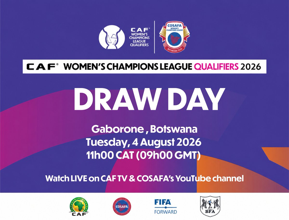 mightywarriorzw's tweet photo. It's #DrawDay!

Today, Herentals Queens will learn their opponents for the #CWCL COSAFA Qualifiers Botswana 2026.

Watch the draw live at 11AM CAT:
 https://t.co/Yma9LAVg9Q

#WomensFootball #COSAFA #CAF #HerGameHerFuture https://t.co/McYmfWZXa4