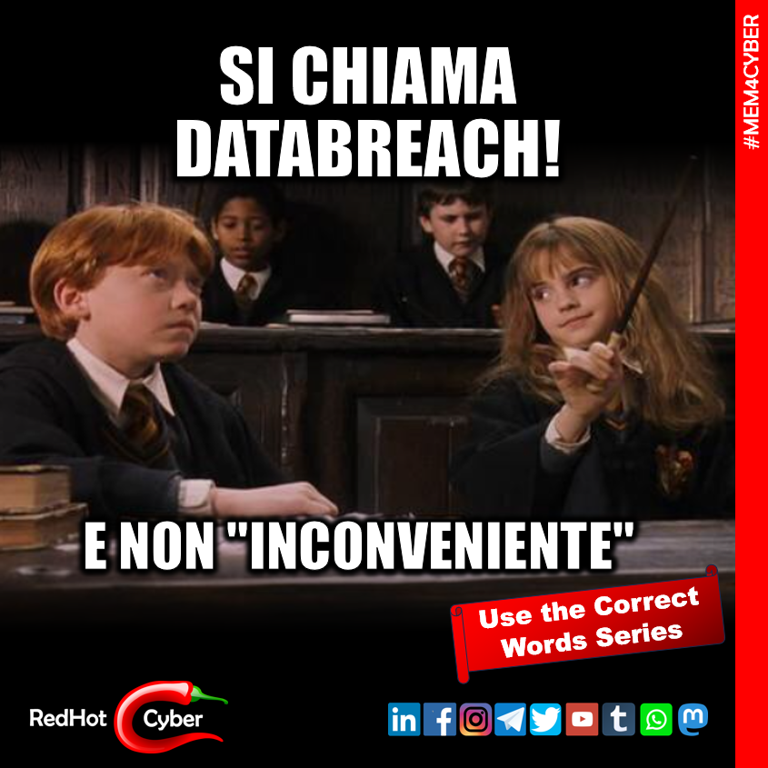 redhotcyber's tweet photo. 🚨 Si chiama DATABREACH, non "piccolo inconveniente tecnico"! 🚨
#redhotcyber #meme4cyber #meme #comico #cyber #hacking #hacker #infosec #infosecurity #quotes #meme #comica https://t.co/6PbpWnfr9H