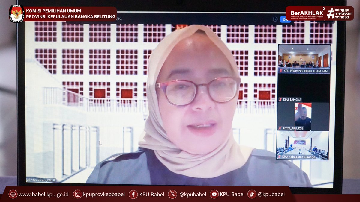 KPUBabel's tweet photo. #SeperadikPemilih KPU Provinsi Kepulauan Bangka Belitung mengikuti Rapat Sosialisasi Peraturan Menteri Keuangan (PMK) Nomor 41 Tahun 2026 yang diselenggarakan secara daring melalui Zoom Meeting. (4/8/2026)

#KPUBabel #KPUMelayani https://t.co/MbxsBrMBPe