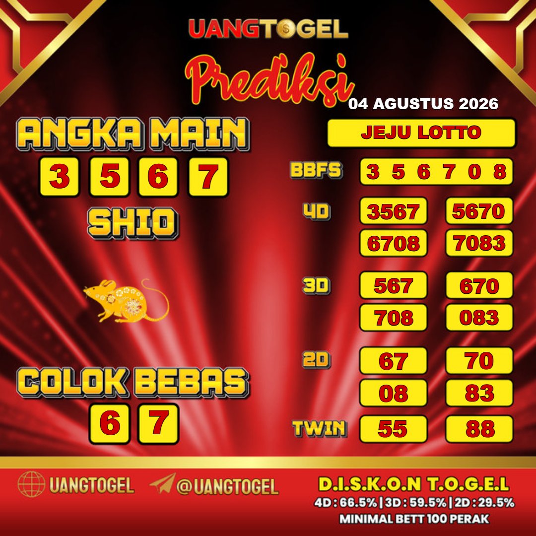 prediksiuang's tweet photo. PREDIKSI UANGTOGEL
TANGGAL 04 AGUSTUS 2026
#uangtogel #loginuangtogel #prediksihklotto #prediksihongkong #totomacau #prediksittm #prediksitotomacau #totomacau5d #angka #bocoran #prediksihariini #prediksijitu #prediksiakurat #prediksijitu #prediksi #angkamain #ttm #angkahongkong https://t.co/l122hc7zvf