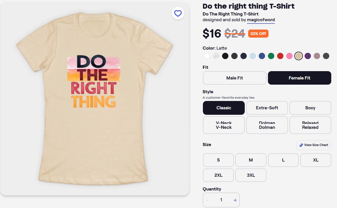 nimmitrends's tweet photo. "Do the right thing" Quote with T-Shirt❤️
https://t.co/cVRuegzdAo

#tshirts #tshirtdesign #PrintOnDemand #quotes #QuoteOfTheDay #inspirationalquotes #motivationalquotes #art #giftideas #teepublic #redbubble #findyourthing #fashion https://t.co/1jevH3YHbB