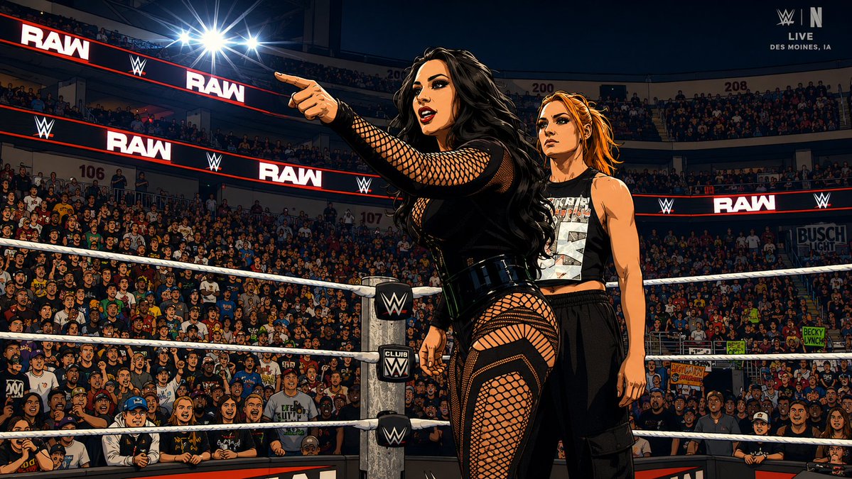 dabeom91's tweet photo. Well come back wwe stephanie vaquer and becky lynch cartoon ai ver (20260803) #wwe #stephanievaquer #beckylynch #wweraw https://t.co/fUPERjCgF8