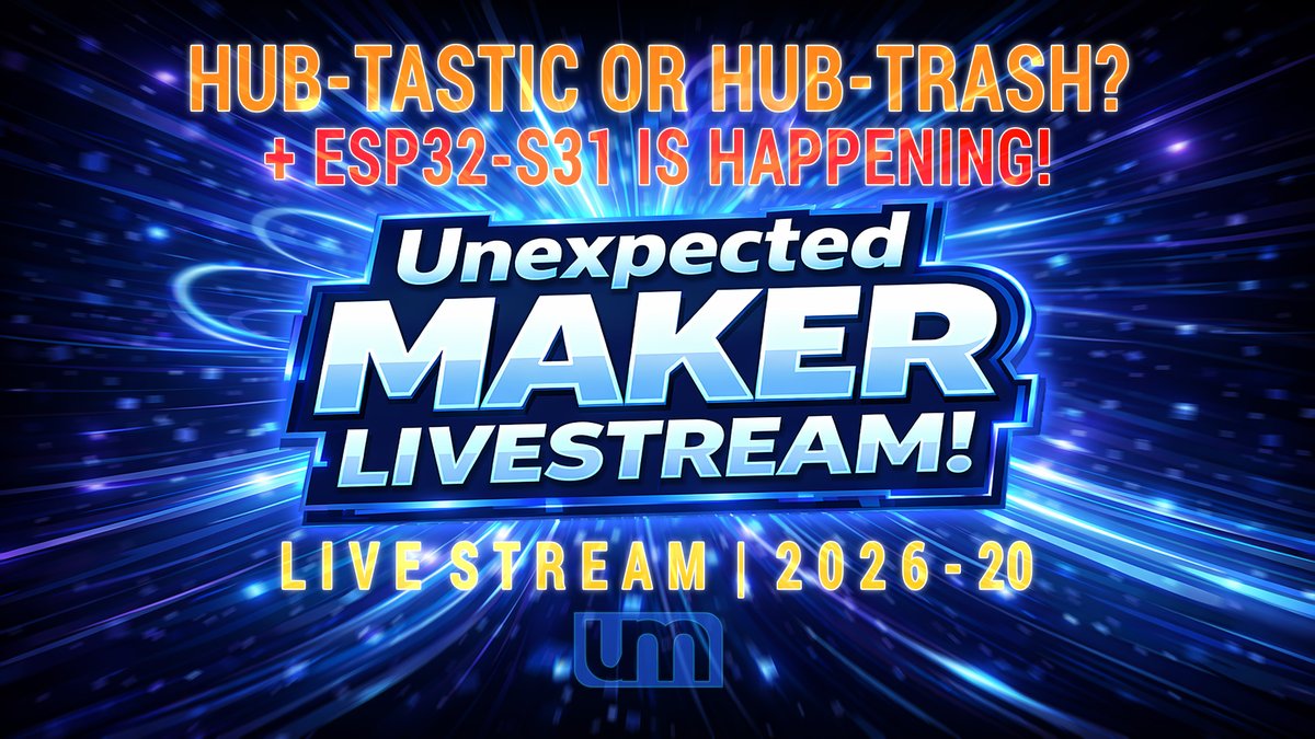 unexpectedmaker's tweet photo. Next #livestream I'm going to let you decide if the Smart Hub in it's current state is HUB-TASTIC or HUB-TRASH, plus I have #ESP32S31 news!
#maker #projects #electronics #microcontrollers
https://t.co/gATRAVqvXI https://t.co/bFwlToLAep