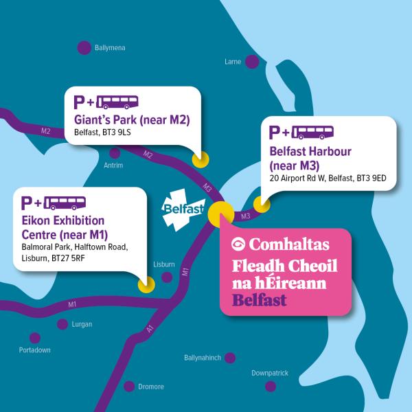 RyanMcAleerbiz's tweet photo. Just putting it out there as a travel option for people heading to Belfast for the Fleadh (as I don't think there's enough awareness). There are 3 park &amp; rides, priced at £10 per vehicle, with free shuttle buses running. https://t.co/g2LeIzeQVF https://t.co/t2jPyFcRk9