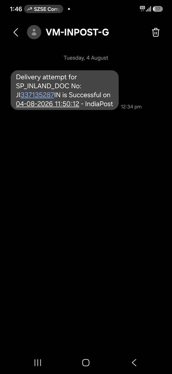 Krishanu_05's tweet photo. @IndiaPostOffice 
Received this msg but Item not received https://t.co/SJXrkW23Kf