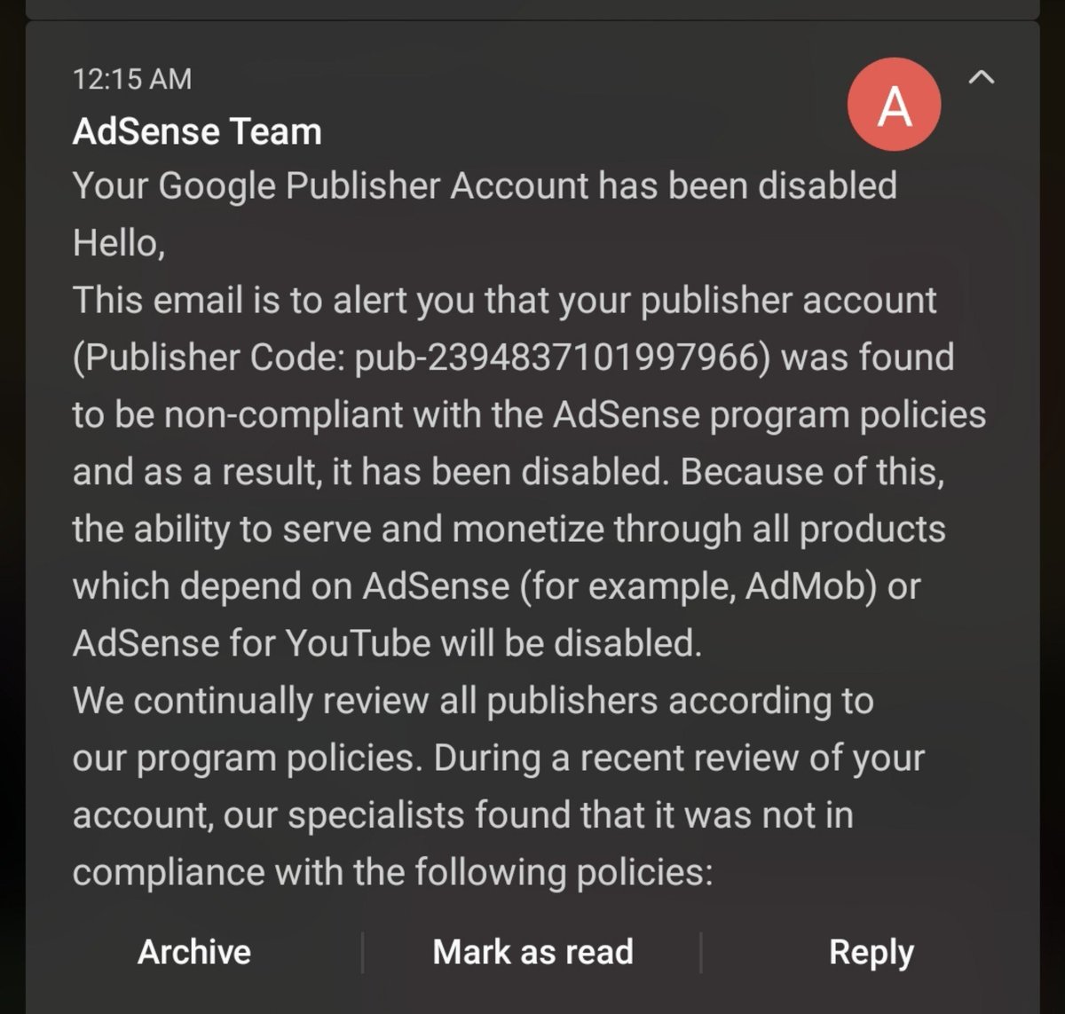 itzallcrypto's tweet photo. @TeamYouTube please look at this, initially I got a mail saying my AdSense was disapproved, due to duplicate acct so I thought to close both of the created acct and opened a new one, then I got this mail, I am currently new on YouTube and ignorant of many things pls look into it https://t.co/fRZ4wRIUGg