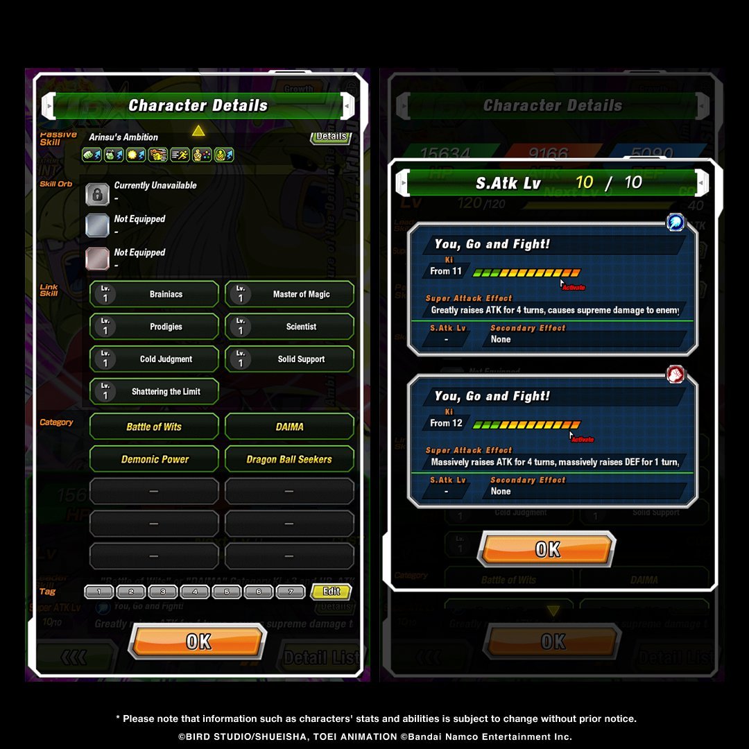 rychuslc's tweet photo. First-hand information on UR [Ambition for the Future of the Demon Realm] Dr. Arinsu's stats!

#Dokkan #DokkanBattleGlobal #DokkanBattleJP #GokuMini #DBDAIMA #DokkanCard 
#Daima #DrArinsu #DemonRealm https://t.co/3t7vUPXhBA