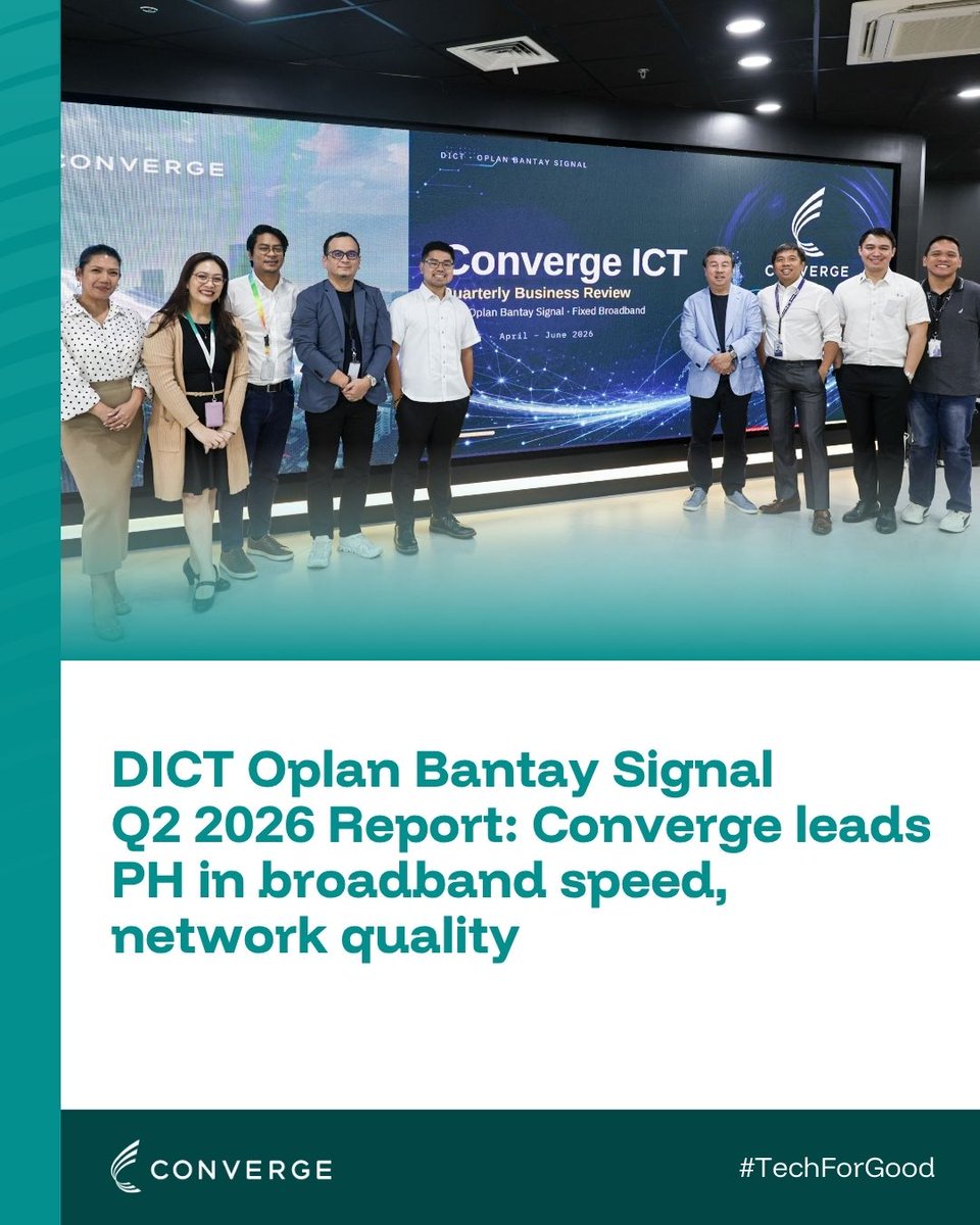 ExperienceCNVRG's tweet photo. According to the latest Oplan Bantay Signal report of the Department of Information and Communications Technology (@DICTgovph), we delivered the country's strongest fixed broadband network performance in Q2—posting the fastest download speed, best-in-class network quality with symmetric upload speed, and the lowest latency in the country!

More: https://t.co/T57SZrFCuY

#OplanBantaySignal
#TechForGood