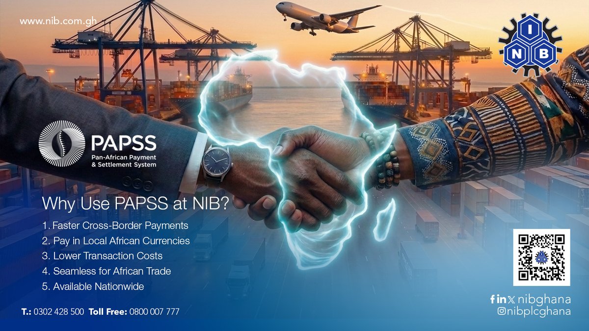 NIBGHANA's tweet photo. Experience a smarter way to pay across Africa with NIB.

#NIBPLC #PayAcrossAfrica #CrossBorderPayments #FinancialInnovation #BankBeyondBorders #Banking #Finance #YourBusinessIsOurBusiness https://t.co/kmZbSOyS5q