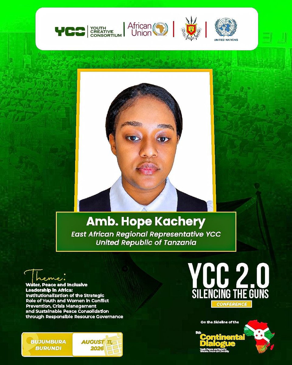 Youthcreativez's tweet photo. Welcoming another visionary leader to YCC 2.0! 🌍

Meet Amb. Hope Kachery, our East African Regional Representative from Tanzania, joining a growing network of young leaders advancing peace, inclusion, and sustainable leadership across Africa. https://t.co/wiWQRCAqDJ