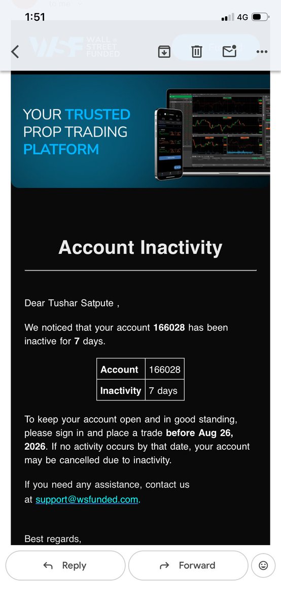Tushyfxtra's tweet photo. This the real and og prop firm i feel because they didn’t hidden anything from us to totally update at every time they feel denzar so  i am waiting for my payout date to take money in my wallet 
Let’s go 

6 days to go for payout 

@WSFunded https://t.co/2fk5eVECWY