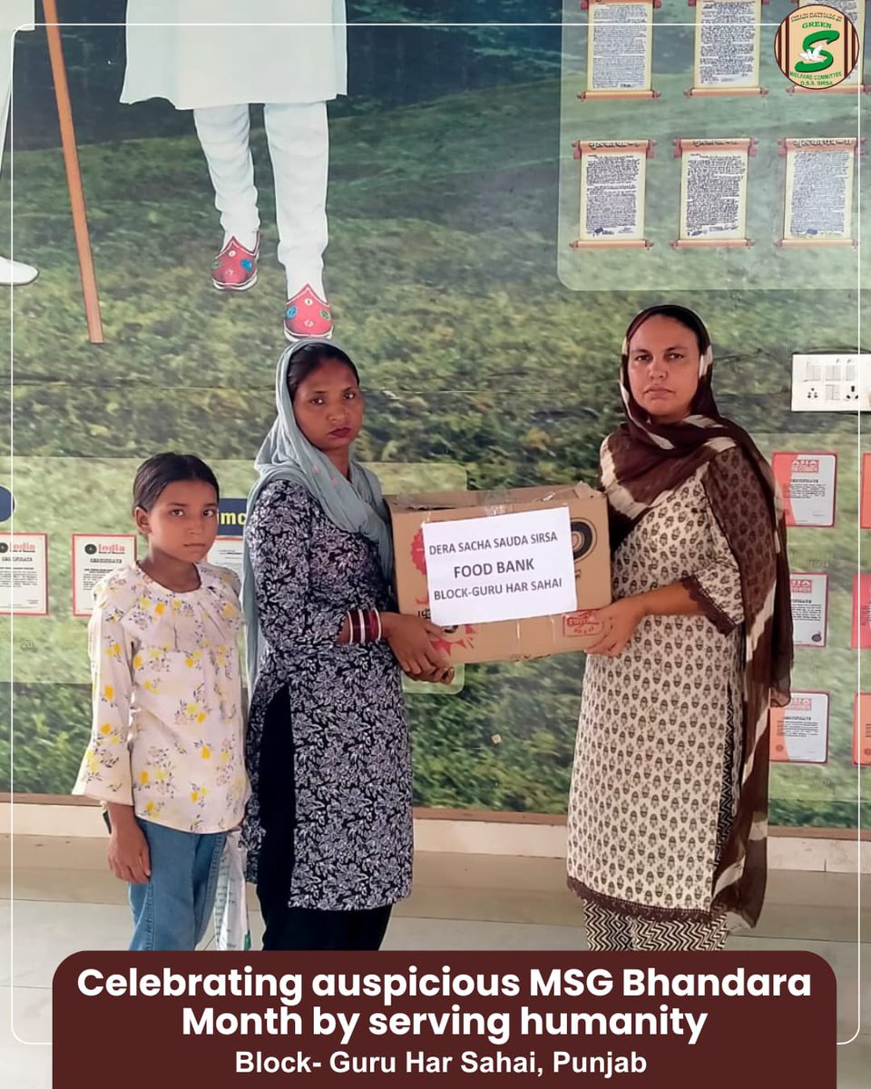 GreenSwelfares's tweet photo. The auspicious MSG Bhandara Month became more meaningful through acts of compassion and selfless service. 

Inspired by the teachings of Saint Dr. Gurmeet Ram Rahim Singh Ji Insan, volunteers distributed grocery kits among needy families, bringing relief and hope to their homes. In another thoughtful initiative, cool sweet water was served to children and others, offering much-needed refreshment during the summer heat. 📦🥤
A grocery kit can ease a family’s worries, while a glass of cool water can bring instant relief. Small acts of kindness can create a big difference in someone’s life.

#MSGBhandaraMonth #GroceryKitDistribution #RationDistribution #HelpingTheNeedy #WaterDistribution #SummerRelief