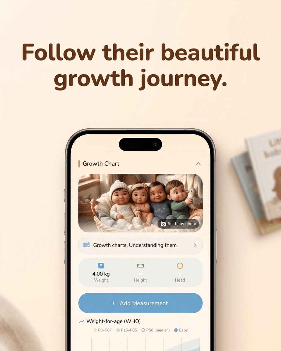 LulloviApp's tweet photo. Head circumference matters more than you think.
Baby's brain doubles in size by age 1.
Lullovi tracks weight, height, and head on WHO charts.
Free. Link in bio.
#ParentingLife #BabySleep https://t.co/52CeMl5CD8