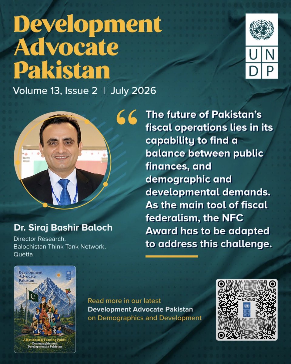 sirajbashirbalo's tweet photo. Fiscal allocations often fail to account for poverty, infrastructure deficits, and development gaps.
Reforming fiscal federalism requires performance incentives, stronger local governments, and dynamic indicators. @UNDP_Pakistan 

https://t.co/XmcI28Hmc1 https://t.co/c7CdPvFnB5