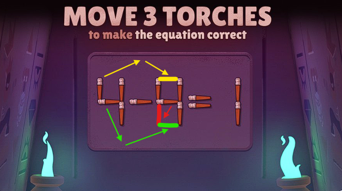 KeiGeri0406's tweet photo. @BrawlStars If we move these three torches to these places, we are left with: 1 – 0 = 1

#BrawlStars
#EscapePyramidQuest https://t.co/vKRiwAE3F9