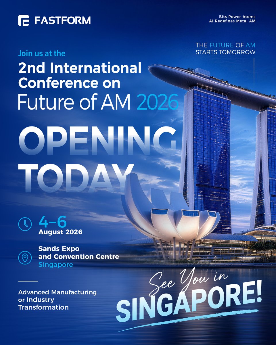 fastform3dprint's tweet photo. Live from Singapore! 🇸🇬

FastForm is at the 2nd International Conference on Future of AM 2026, showcasing metal AM solutions for integrated flow channels and next-generation thermal management.

📍 Singapore | 4–6 August
#FastForm  #Metal3DPrinting #ThermalManagement https://t.co/hH8uVtbsdP