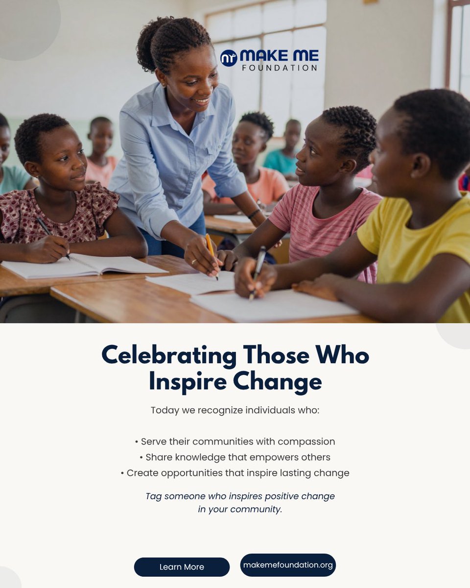 Makeme_org's tweet photo. A simple "thank you" can go a long way. Today, let's recognize the individuals whose kindness, leadership, and dedication continue to make our communities better.

#MakeMeFoundation #SustainableDevelopmentGoals #AppreciationTuesday #CommunityImpact https://t.co/MDIAYolOiw