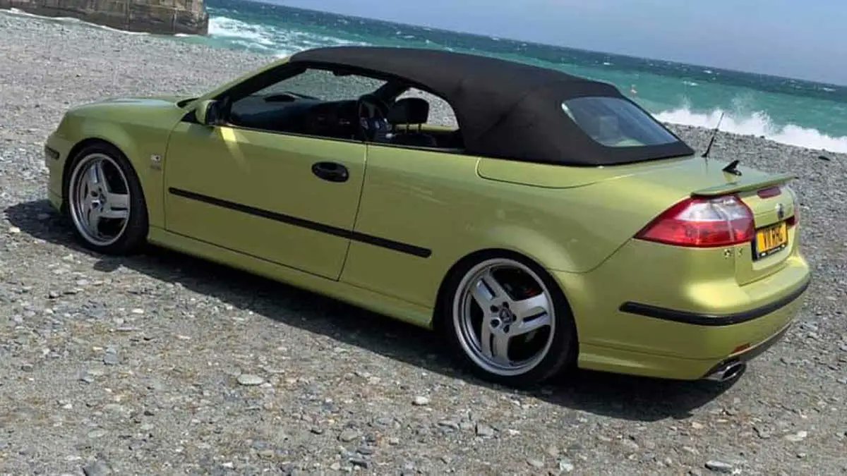 SaabPlanet's tweet photo. This £5,750 Lime Yellow Saab 9-3 Aero Convertible Has the Hirsch Spec Most Buyers Will Miss - https://t.co/P87f9Di94r https://t.co/1E8KPBqVJH