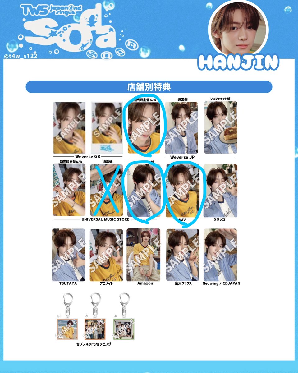 cha__etc's tweet photo. TWS "SODASODA" トレカ 交換 購入特典
『UNIVERSAL MUSIC STORE』

【譲】画像1枚目 ギョンミン
【求】画像2枚目 ハンジン（青丸優先）

⚠郵送でのやり取りになります

 #TWS交換
 #TWS https://t.co/NFFaJF9Dz1