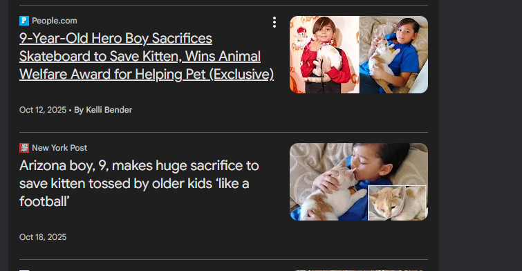 mistraxbt's tweet photo. THIS WILL GO VIRAL 

Eight year old Zayin traded his most prized possession (his skateboard) to save a helpless kitten from a group of older kids.  

The kitten lost an eye, but Zayin gave him something greater, a second chance at life.

sENDING FEES TO BLIND ANIMAL SANCTUARY

NEWS : https://t.co/1cTld52Dus

https://t.co/4OL3jTQBCE

https://t.co/9yzufCvmXM