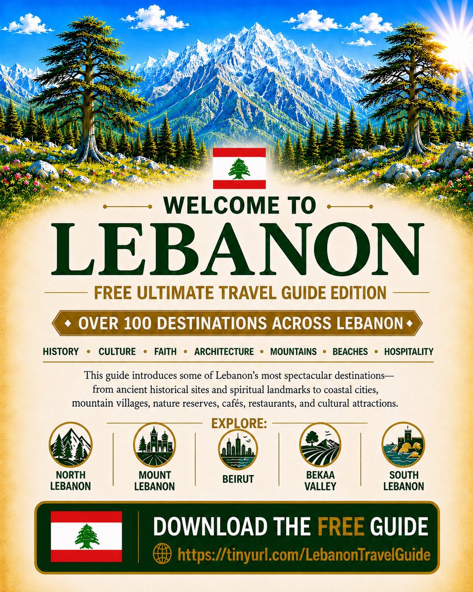 BasloukitL's tweet photo. LEBANON: Beauty shaped by history, culture, and nature.

Lebanon offers a rare blend of elegance, heritage, and breathtaking scenery.

Download the FREE Lebanon Travel Guide:

https://t.co/flWlmDI4h2 https://t.co/F8GBhg2cHg