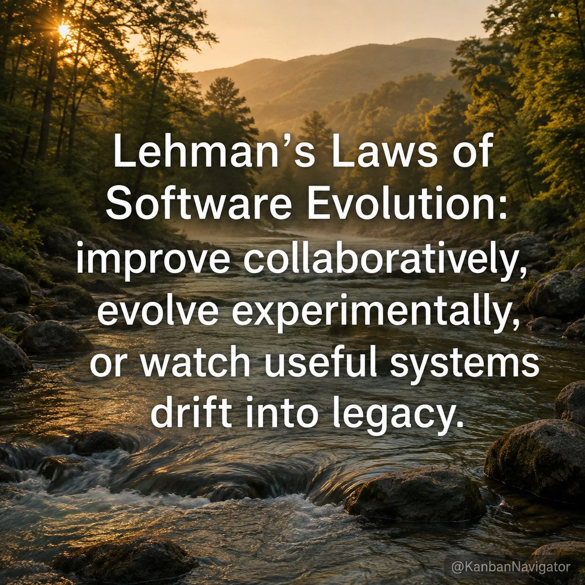 Kanbannavigator's tweet photo. What part of your system is quietly becoming legacy today? Reply below 👇
#Kanban #LehmansLawsOfSoftwareEvolution #SoftwareEvolution
Lehman’s Laws of Software Evolution describe how useful software systems must keep changing as their environment, users, and needs change. https://t.co/JHSjkLdXx9