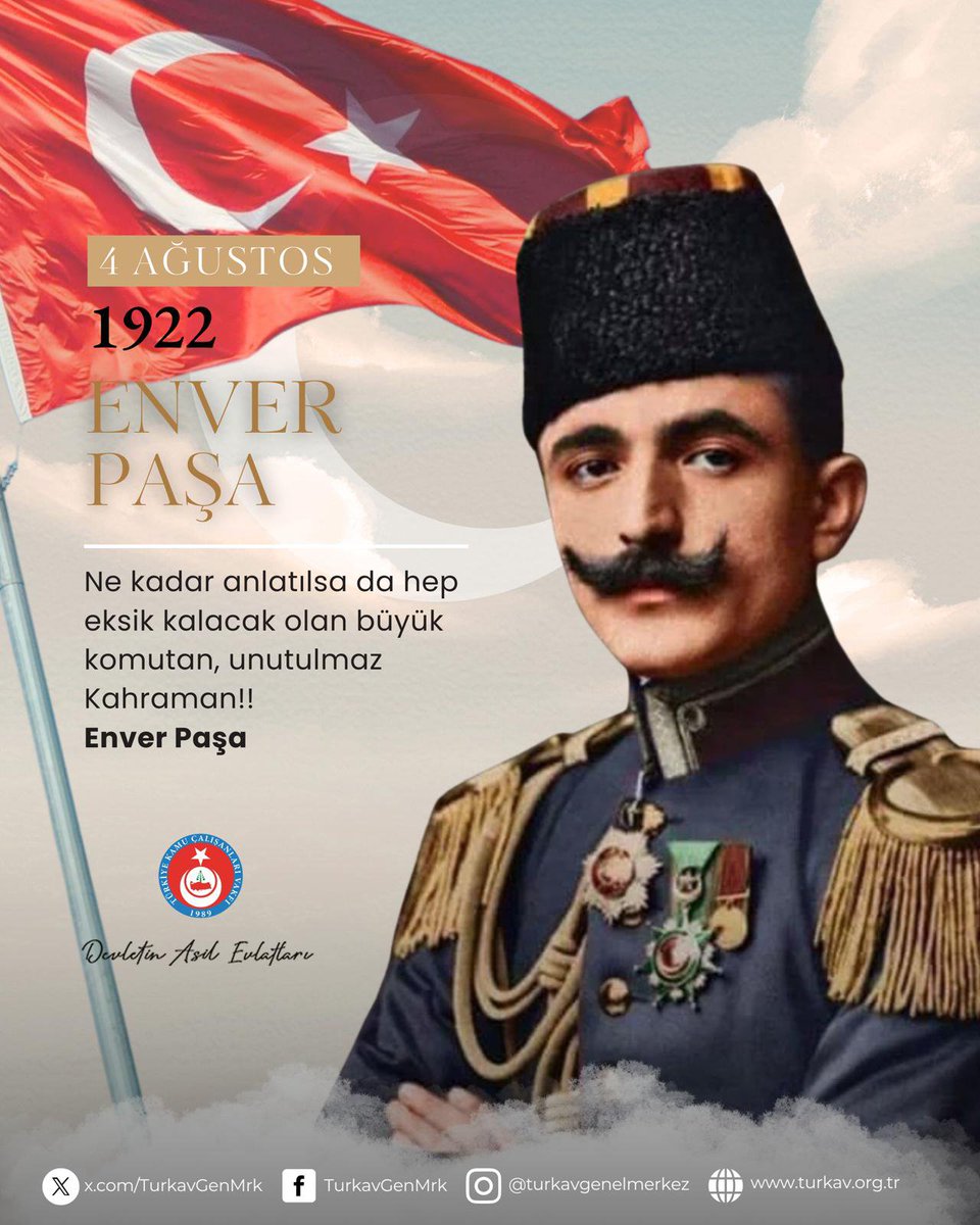 TurkavGenMrk's tweet photo. Turan Orduları Başkomutanı Şehid-i Ala ve Gazi-i Namdar Enver Paşa'yı şehadetinin yıl dönümünde saygı, rahmet ve dualarla anıyoruz. Ruhu şad mekanı cennet olsun. https://t.co/9iTrEDwXyM
