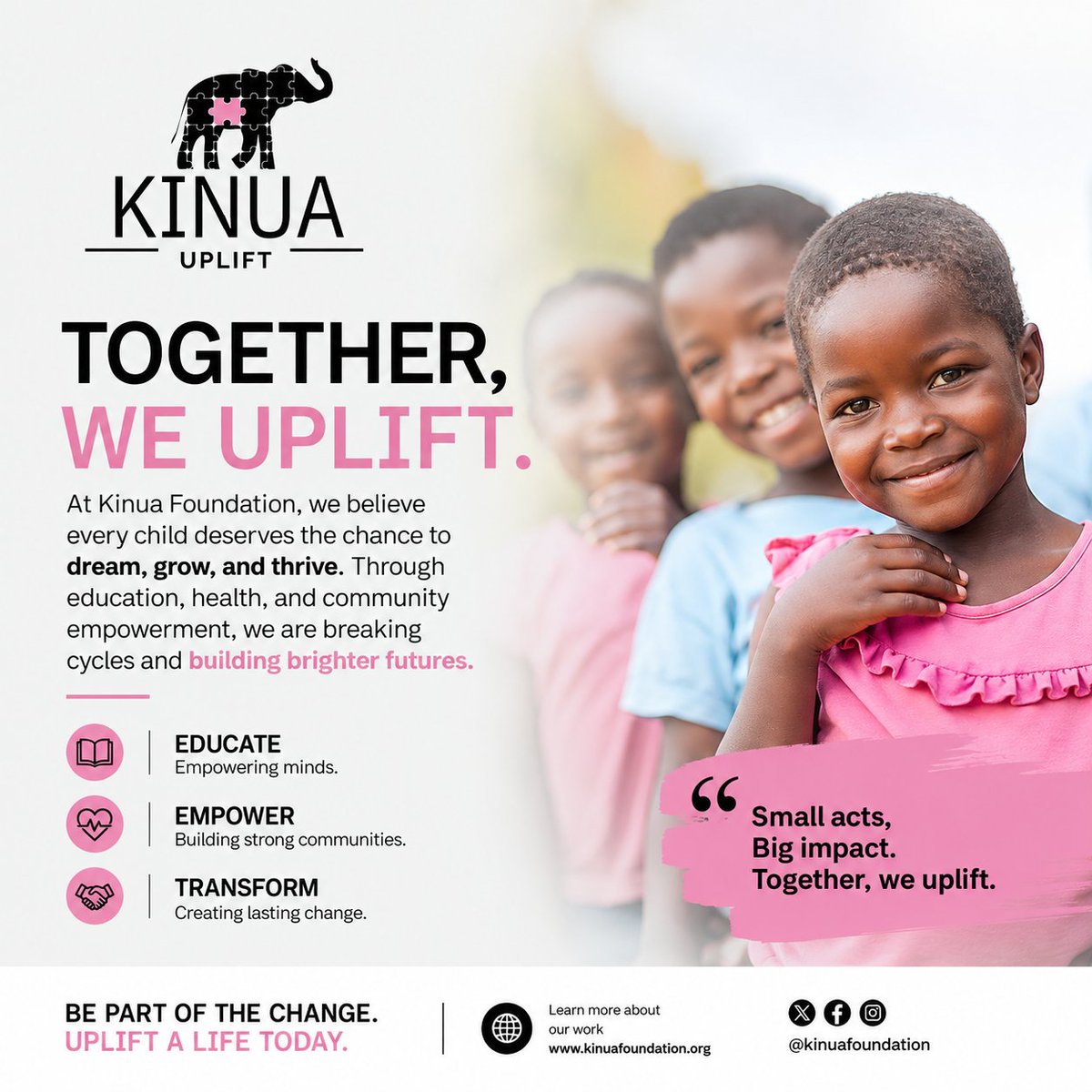 KinuaFoundation's tweet photo. Small steps. Big impact. Together, we are transforming lives and creating opportunities for a brighter tomorrow. 
#BreakingCycles #KinuaFoundation https://t.co/5VN2UuMzy1