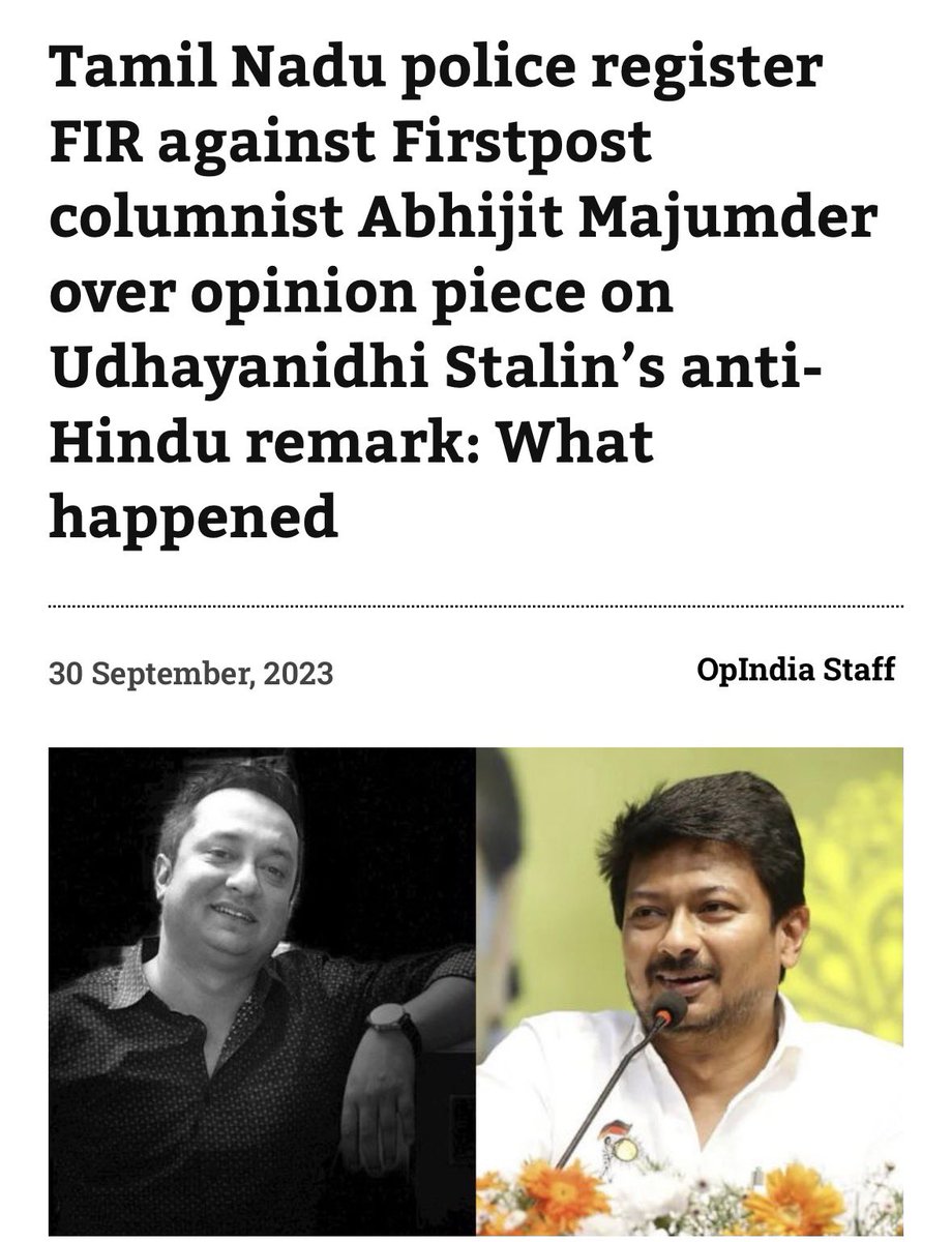 abhijitmajumder's tweet photo. BREAKING: #UdhayanidhiStalin arrested from his Chennai home for vulgar remarks against CM Vijay and Trisha.
The news made me smile.
His police hounded me with an FIR for my piece against his call to kill Sanatan Dharma.
The mighty turn into mouse, mice into dust.
Sanatan remains. https://t.co/65fH979xsm