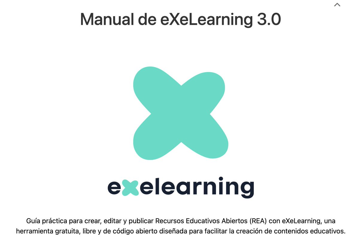 exelearning_sp's tweet photo. ¿Empiezas con eXeLearning o quieres sacarle más partido? Consulta el manual oficial y aprende paso a paso: https://t.co/IfR8pEK2BL https://t.co/9gOjpsnrUv