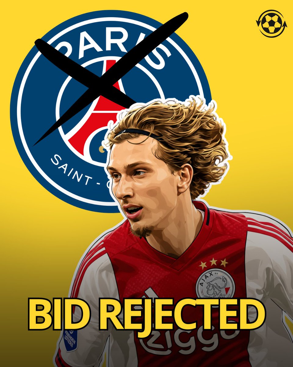 DeadlineDayLive's tweet photo. 🚨 Ajax have 𝗥𝗘𝗝𝗘𝗖𝗧𝗘𝗗 Paris Saint-Germain's opening €40M + €5M bid for Mika Godts.

Ajax refuse to negotiate at that price and value the Belgian winger at well over €60M, with Jordi Cruijff standing firm.

PSG are now weighing up their next move, while Ajax continue working on a new long-term contract for Godts.

(Source: @telegraaf)