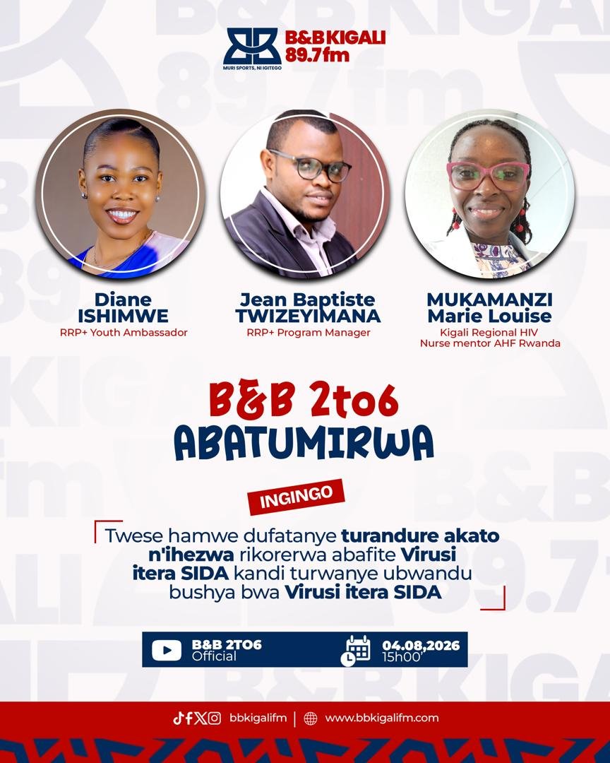 ahfrwanda's tweet photo. With the right information, young people can end HIV stigma and prevent new HIV infections. 
Join AHF Rwanda on B&amp;B Kigali FM today at 3:00 PM as we talk about HIV prevention and the importance of knowing your HIV status.
Together, let's end HIV stigma. 
@ahfafrica @rrpplus https://t.co/BXutgxpg4r
