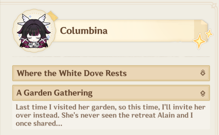 Fertilizering's tweet photo. How come Columbina have two interaction for Sandrone's tea party? Each interaction also took place on their respective home? AND THEYRE TALKING AND IMAGINING LIKE THEYRE ABOUT TO LIVE TOGETHER Omfg I dont want to go deeper into #sandbina ship theyre making me sick wtf https://t.co/ejWxusB3Wn