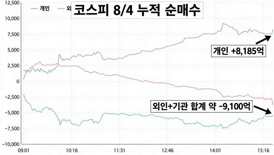 rlaalbb's tweet photo. 오늘(8/4) 코스피, 좀 더 날카롭게 보면

+1.62% 반등했다고 다들 “기술적 반등 나왔다”고 하는데,
진짜 핵심은 외인이 또 팔았다는 사실이다.

개인 8,185억 사주고
외인·기관이 합쳐서 9,100억 가까이 던졌다.

이 구조가 무서운 이유:
어제 5% 급락할 때도 외인이 팔았고
오늘 반등해도 외인이 또 팔았다

즉, 반등해도 외인은 계속 나간다.

코스닥 +5.88%는 더 위험해 보인다.
외인이 빠진 돈이 바이오·로봇으로 급하게 몰린 순환매인데,
사이드카가 사흘 연속 걸린 건 “건강한 상승”이 아니라
“급한 자금이 어디로든 도망가고 있다”는 신호에 가깝다.

삼전·닉스가 오전 약세였던 것도 그냥 차익실현이 아니라
외인이 대형주를 정리하면서 생기는 구조적 매도일 가능성이 높다.

지금 시장을 한 줄로 정리하면:
개인이 받아주고, 외인이 떠나는 장.

이 패턴이 며칠 더 이어지면
6,300선 지지가 생각보다 빨리 무너질 수 있다.

여러분은 어떻게 보세요?
외인 매도가 “일시적”이라고 보시나요, 아니면 “추세”라고 보시나요?
#코스피 #외인수급 #삼성전자 #SK하이닉스 #주식 #증시