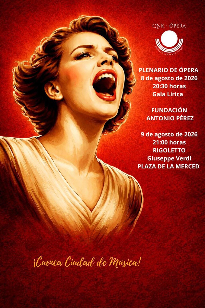 FAPoficial's tweet photo. La FAP acoge el 𝗣𝗹𝗲𝗻𝗮𝗿𝗶𝗼 𝗱𝗲 𝗢́𝗽𝗲𝗿𝗮 𝟮𝟬𝟮𝟲, organizado por QNK.ÓPERA

Una semana de formación y creación con Celsa Tamayo y el montaje de Rigoletto, de Verdi

Gala Lírica
📅8 de agosto 20:30 h
FAP Cuenca

Entrada libre con reserva en https://t.co/AS4cdW2v12 https://t.co/MWXGUOA7As