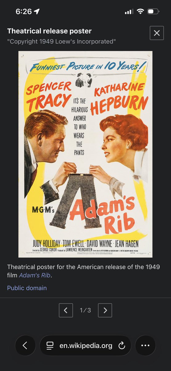 MemeKokoTV's tweet photo. I would love to see a remake of Adam’s Rib. But who for the lead roles? https://t.co/ULNShY4WvF