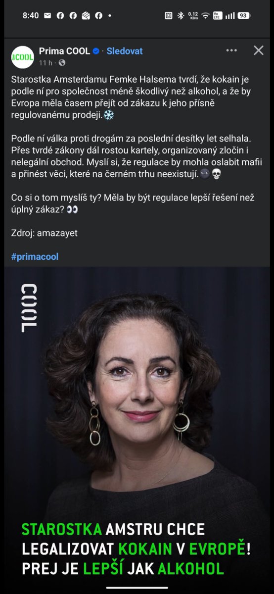 voborilofficial's tweet photo. Vobořil chce legalizovat kokain?!?🫣🤯 
Ne, toto je primátorka města Amsterdam. Proč?..

Když před třemi lety po zaplaceném článku jela zaplacená kampaň Vobořil je PROdrogový koordinátor, tak ve skutečnosti jsem jen odpověděl na otázku novináře, co si myslím o legalizaci kokainu. Moje odpověď doopravdy byla: “Jednoho dne o tomto začne někdo mluvit, protože současný stav se jen a jen zhoršuje. Je mi jasné, že mi tímto článkem uděláte problém. Proto chci, abyste jasně v článku řekli, že já takovou reformu na stůl nyní nenesu a v koalici se o tomto nemluví. Ale jsou země, které o tom již mluví. Válku proti drogám prohráváme. Od 1961, kdy tato prohibice vznikla v rámci OSN kokain a další látky narostly 4-5x…” ANO - 400-500% nárůst..

Zopakovali jsme zcela a úplně alkoholovou prohibici tentokrát v drogách, jako je kokain, jen tentokrat globálně. Věřili jsme, že tentokrát to uděláme lépe. Výsledek není ústup, ale nárůst těchto látek, milion lidí na světě je ve věznicích, každý rok se na světě popraví tisíce lidí a nic, pořád to roste. Ale co je horší? Roste moc kartelů do takové míry, že nejen dnes mají vliv na některé autoritativní státy, které na tom taky vydělávají a ještě tím dělají i tzv. “diverzní činnost”, nebo financuji hybridní válku, ale také se dostávají do podhoubí donedávna neotřesitelných a bezpečných demokratických struktur a rozkládají příkladné právní státy, jako je Holandsko a Belgie. 

Je načase si říct, že je potřeba na stůl dát všechny možné scénáře, protože “Něco je shnilého ve státě dánském (tentokrát holandském)”, jak by řekl Shakespeare…