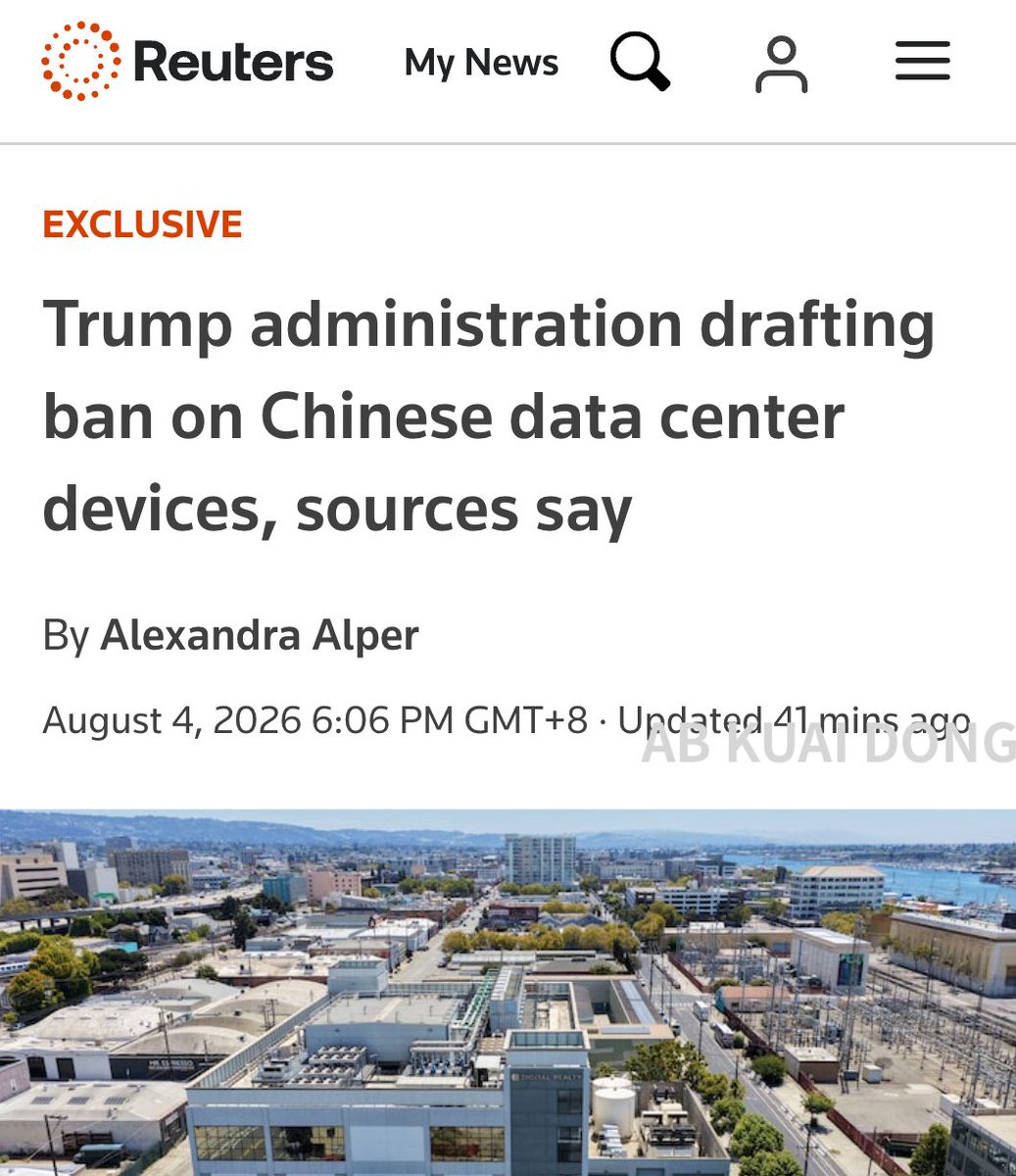 _FORAB's tweet photo. 中美贸易限制再升级？路透爆料称，特朗普政府正起草一项禁令，拟禁止美国所有企业，进口中国生产的新型数据中心零部件，以保护当地 AI 基础设施。

美国通信委员会，正在制定相关措施，限制对象主要为光模块。这可能将是继无人机、路由器、机器人和逆变器后，新的对华进口禁令。 https://t.co/VeU2WTfdh7