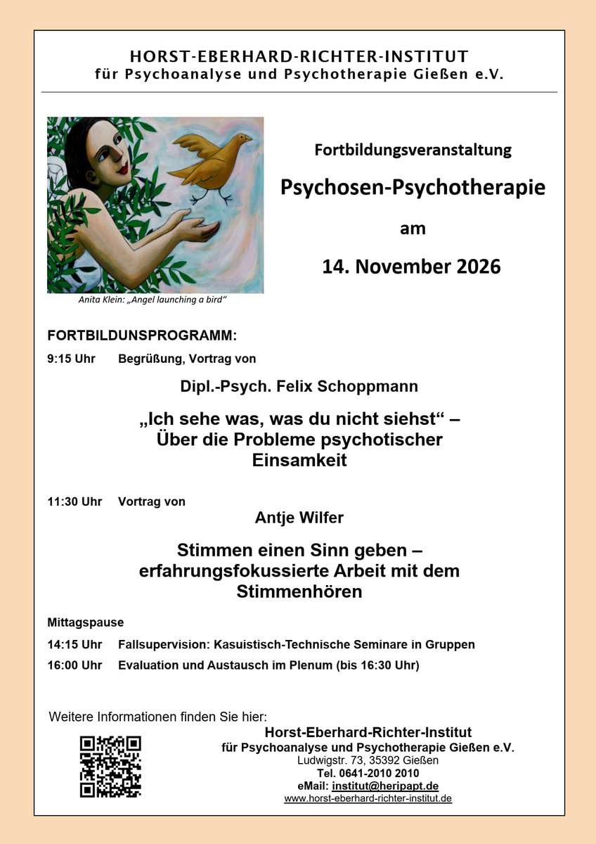InstitutPSA's tweet photo. Fortbildung in Psychosen-Psychotherapie am 14.11.2026. Infos unter https://t.co/3JMKLBoFMA https://t.co/Kuvcy9jHoV