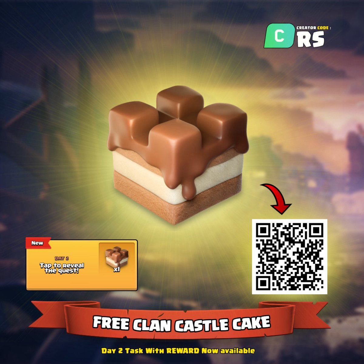 RsClash's tweet photo. Day 2 of clashiversary quests is now available. 
Task - clear 7 obstacles 
Rewards - 1 clan castle cake 

Check your progress here - https://t.co/GsesLWHmrE

#ClashofClans https://t.co/Fbo7gxHlwh