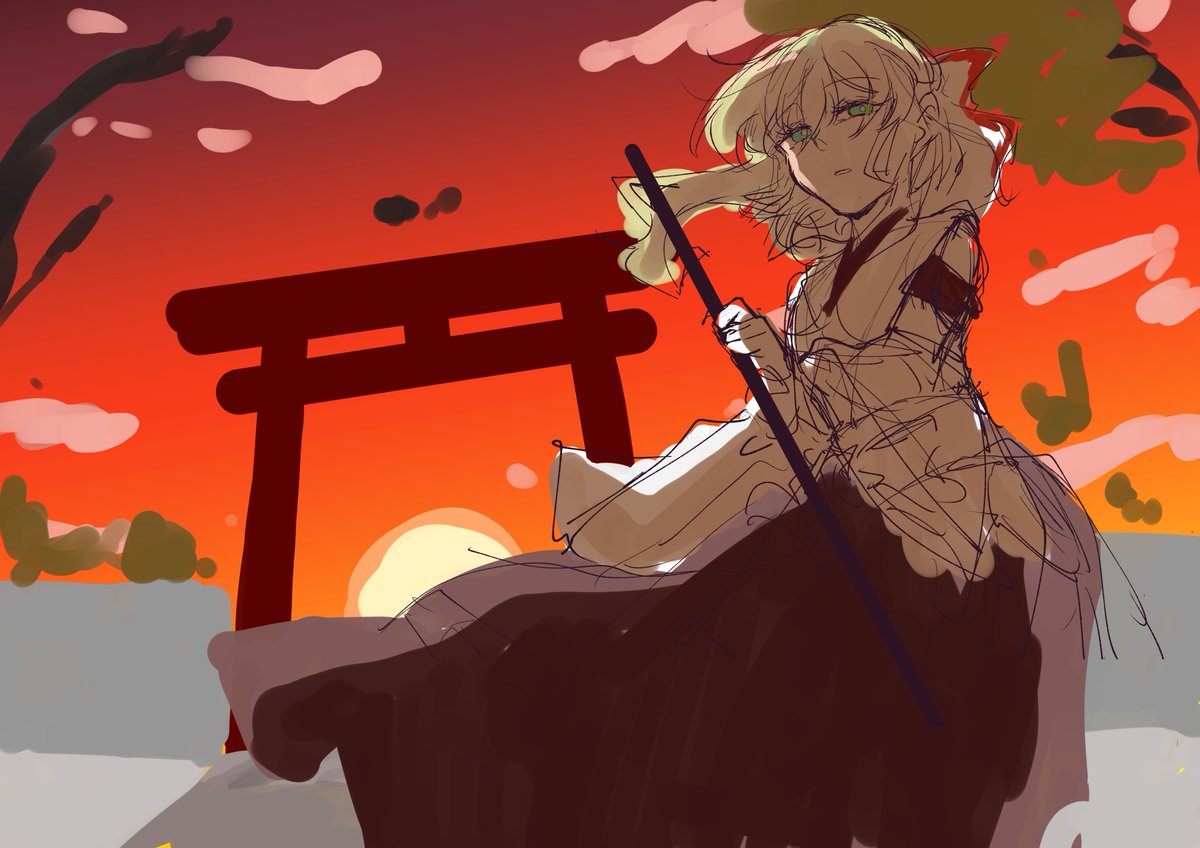 k0ton08's tweet photo. 背景イラストを練習しようと思ったんだけども納得できなかったので供養 https://t.co/LrM6lfkPtg