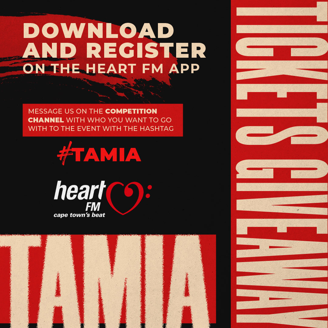 Heart1049FM's tweet photo. Cape Town, you could win two tickets to see six-time Grammy nominee Tamia live on 6 August at the Grand Arena, GrandWest. Head to the Heart FM app competition channel, tell us why you need to be there &amp; add #Tamia! Don’t win? https://t.co/iIOIIkhWqD