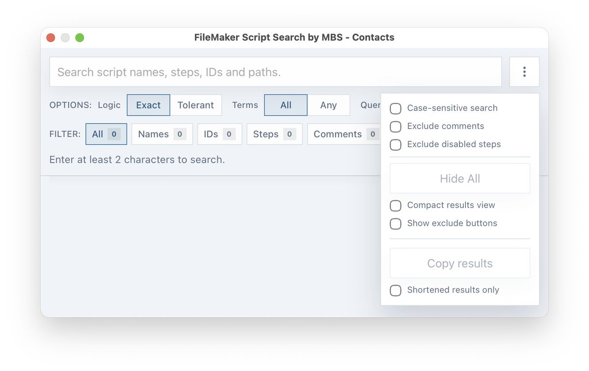 MBSPlugins's tweet photo. MBS FileMaker Plugin 16.3

In this article we want to introduce you the new functions from the MBS Plugin for #FileMaker in version 16.3.

MongoDB, Improved script search in FileMaker, Printer, List, CNContact, Keychain, Audit, CURL, LibXL and more.

https://t.co/qjdgg1Jyxb https://t.co/1z2eaoVSj6