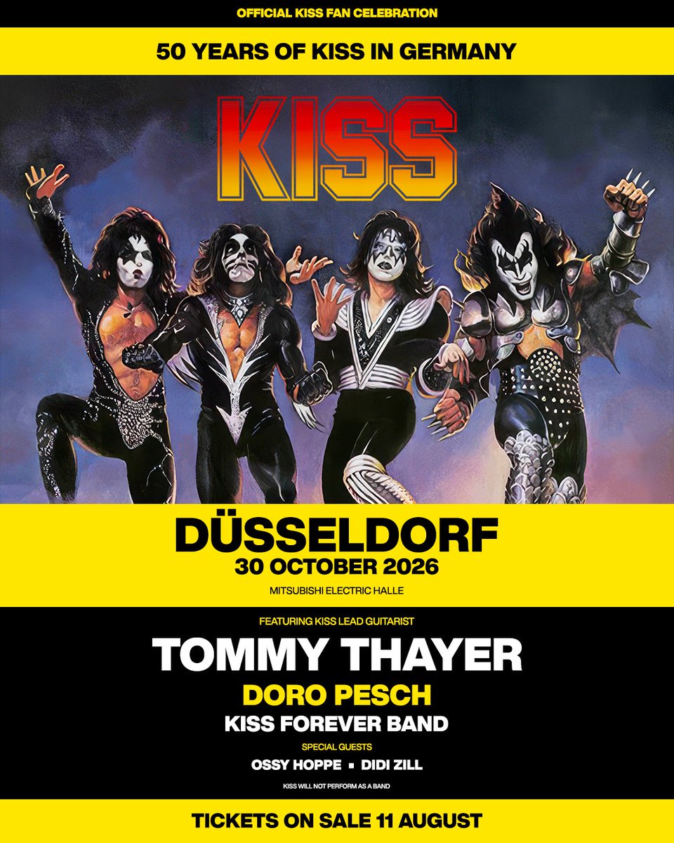 DoroOfficial's tweet photo. This will be so cool! I'll join KISS lead guitarist Tommy Thayer + KISS Forever Band for the finale at 50 YEARS OF KISS IN GERMANY. Düsseldorf • 30 Oct 2026. KISS will not perform as a band. More: https://t.co/kK9dwfidNo  
🤘❤️🙏
#Love, #Doro Pesch

@kiss 
#doropesch
#warlock https://t.co/Y2fFTtMzTE