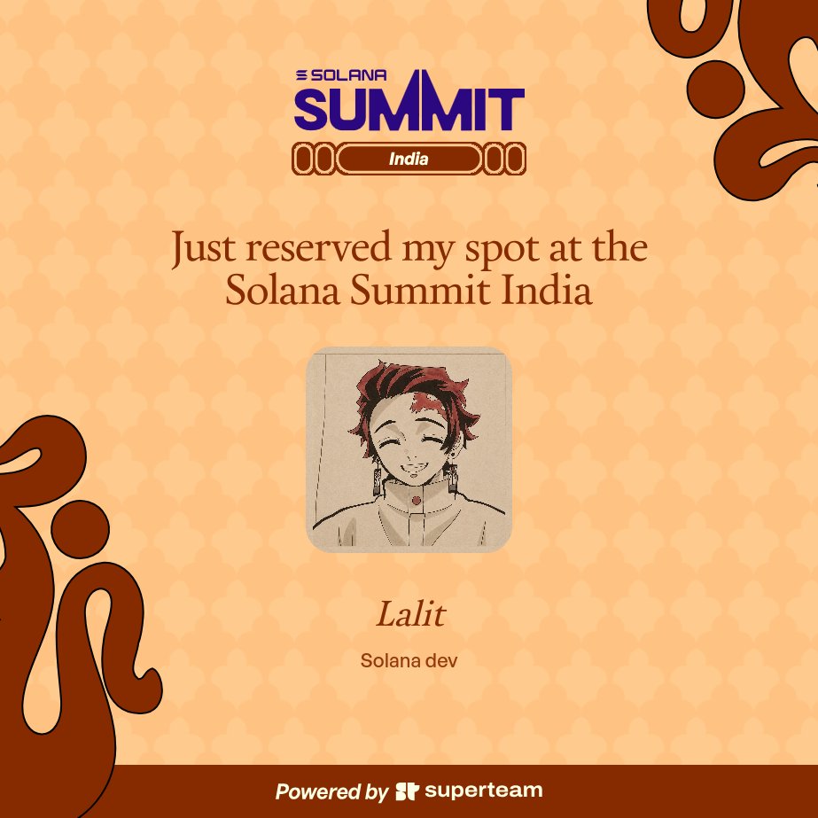 lalitcap's tweet photo. I'll be present at solana summit India!
See you  all there. https://t.co/Kmwh4TPchh