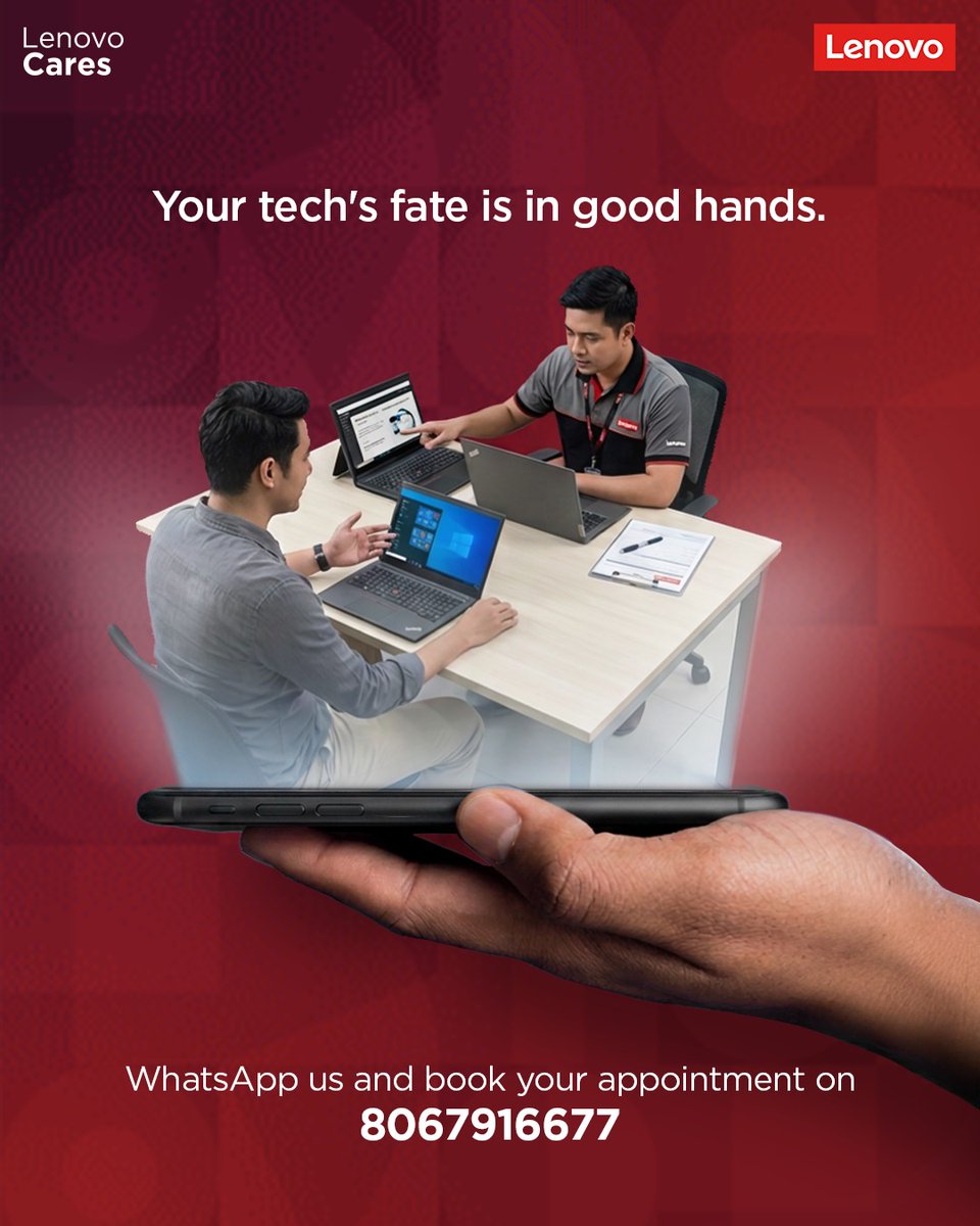 Lencare_In's tweet photo. Every great device deserves great care. Drop a text at 8067916677 to book your appointment and keep your tech running at its best. 
#Lenovo #SmarterTechnology #LenovoServices https://t.co/udWu3cXP1L